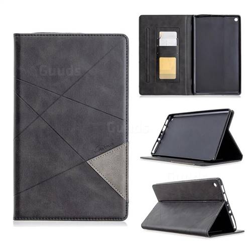 Binfen Color Prismatic Slim Magnetic Sucking Stitching Wallet Flip Cover for Amazon Fire HD 8 (2018) - Black