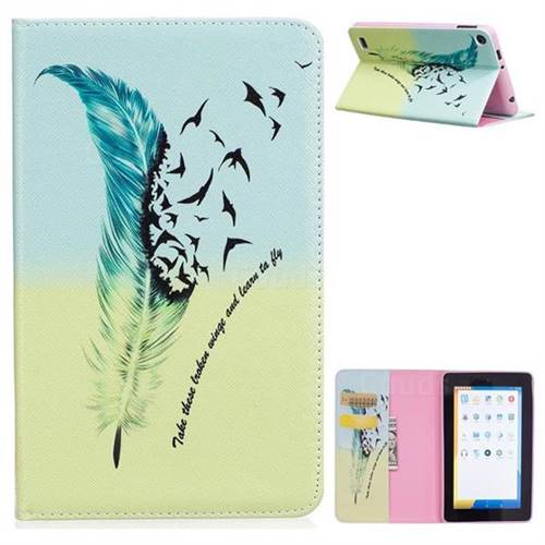 Feather Bird Folio Stand Leather Wallet Case for Amazon Fire 7(2015)