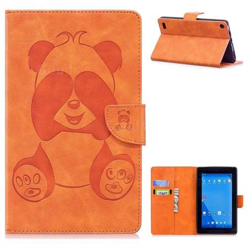 Lovely Panda Embossing 3D Leather Flip Cover for Amazon Fire 7(2015) - Orange