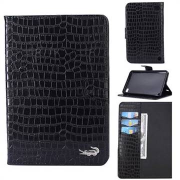 Retro Crocodile Tablet Leather Wallet Flip Cover for Amazon Fire 7(2015) - Black
