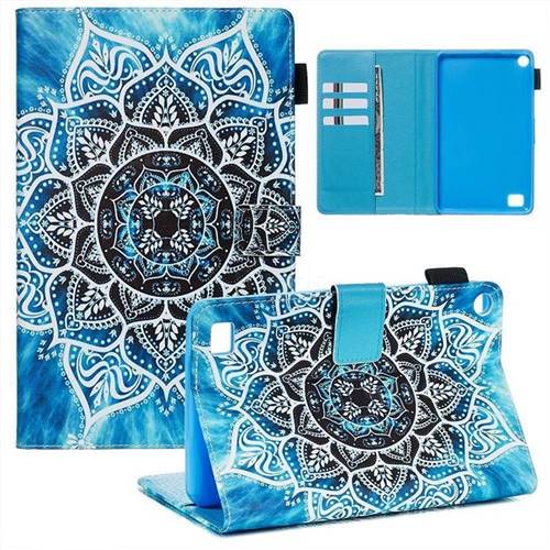 Underwater Mandala Flower Matte Leather Wallet Tablet Case for Amazon Fire 7(2015)