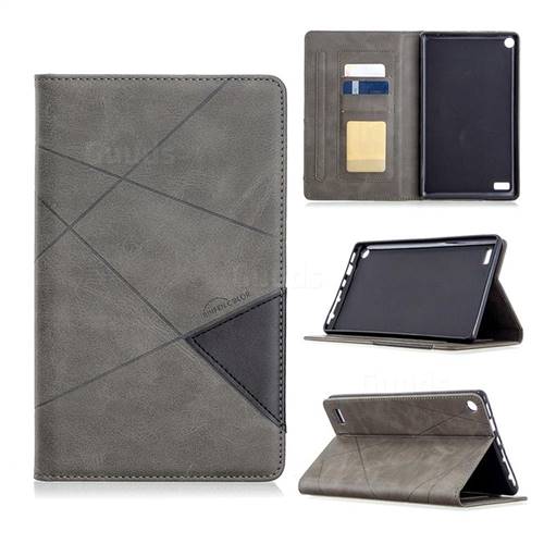 Binfen Color Prismatic Slim Magnetic Sucking Stitching Wallet Flip Cover for Amazon Fire 7(2015) - Gray