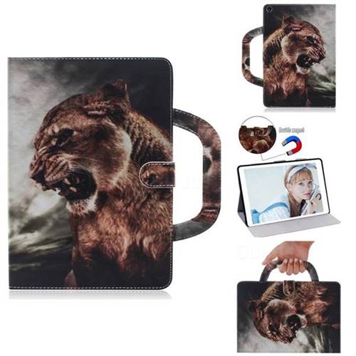 Majestic Lion Handbag Tablet Leather Wallet Flip Cover for Amazon Fire 7 (2019)