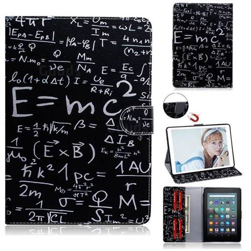 Math Formula Painting Tablet Leather Wallet Flip Cover for Amazon Fire 7 (2019)