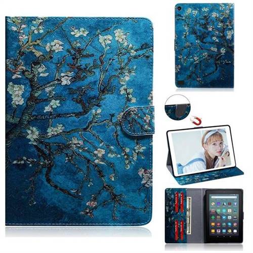 Apricot Tree Painting Tablet Leather Wallet Flip Cover for Amazon Fire 7 (2019)