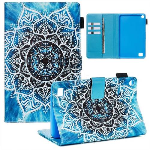 Underwater Mandala Flower Matte Leather Wallet Tablet Case for Amazon Fire 7 (2019)