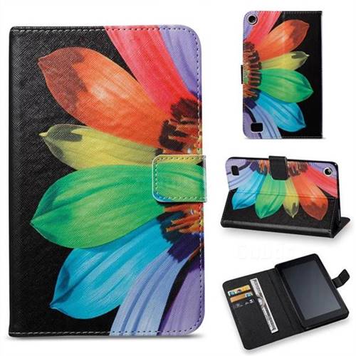 Colorful Sunflower Folio Stand Leather Wallet Case for Amazon Fire 7 (2017)