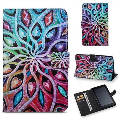 Spreading Flowers Folio Stand Leather Wallet Case for Amazon Fire 7 (2017)