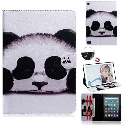 Sleeping Panda Painting Tablet Leather Wallet Flip Cover for Amazon Fire 7 (2017)