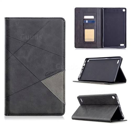 Binfen Color Prismatic Slim Magnetic Sucking Stitching Wallet Flip Cover for Amazon Fire 7 (2017) - Black
