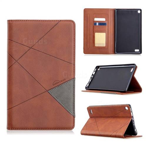 Binfen Color Prismatic Slim Magnetic Sucking Stitching Wallet Flip Cover for Amazon Fire 7 (2017) - Brown