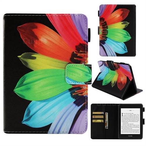 Colorful Sunflower Folio Stand Leather Wallet Case for Amazon Kindle Paperwhite 1 2 3
