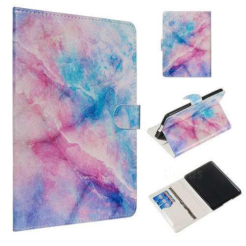 Blue Pink Marble Smooth Leather Tablet Wallet Case for Amazon Kindle Paperwhite 1 2 3