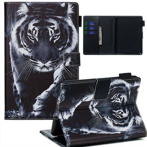 Black and White Tiger Matte Leather Wallet Tablet Case for Amazon Kindle Paperwhite 1 2 3