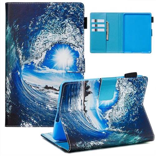 Waves and Sun Matte Leather Wallet Tablet Case for Amazon Kindle Paperwhite 1 2 3
