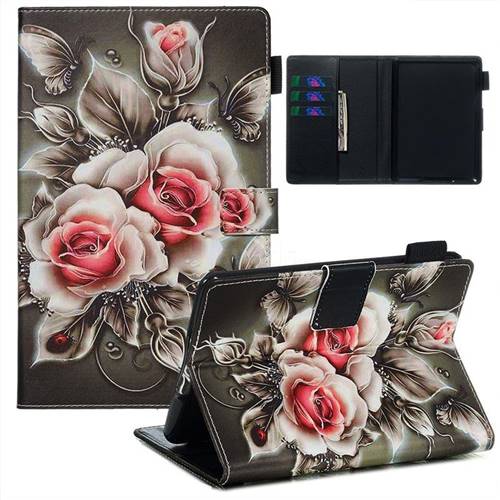 Black Rose Matte Leather Wallet Tablet Case for Amazon Kindle Paperwhite 1 2 3