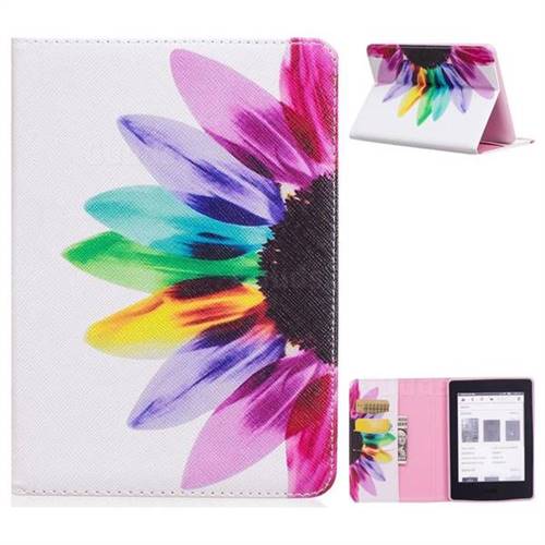 Seven-color Flowers Folio Stand Leather Wallet Case for Amazon Kindle Paperwhite (2018)