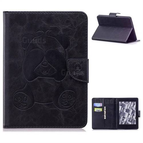 Lovely Panda Embossing 3D Leather Flip Cover for Amazon Kindle Paperwhite (2018) - Black