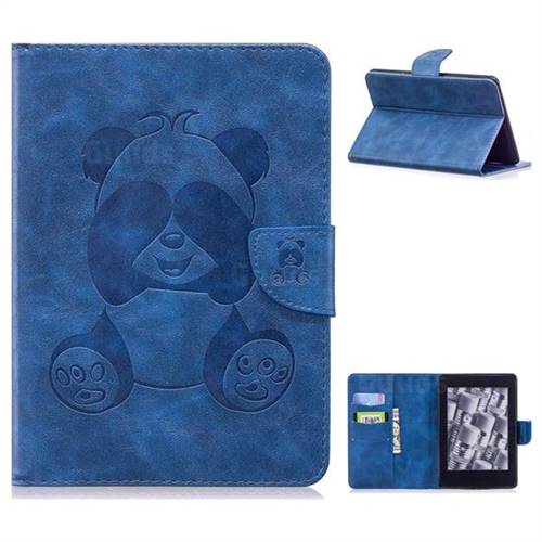 Lovely Panda Embossing 3D Leather Flip Cover for Amazon Kindle Paperwhite (2018) - Blue