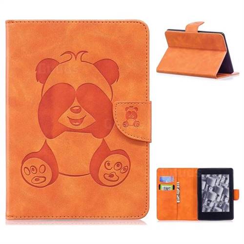 Lovely Panda Embossing 3D Leather Flip Cover for Amazon Kindle Paperwhite (2018) - Orange