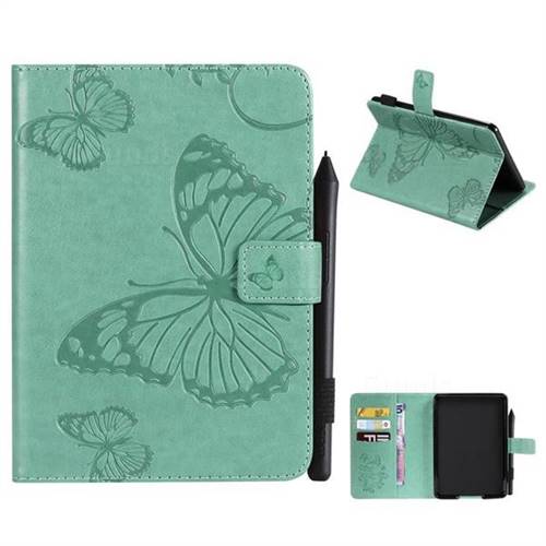 Embossing 3D Butterfly Leather Wallet Case for Amazon Kindle Paperwhite (2018) - Green