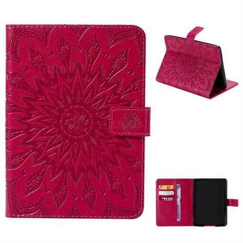 Embossing Sunflower Leather Flip Cover for Amazon Kindle Paperwhite (2018) - Red