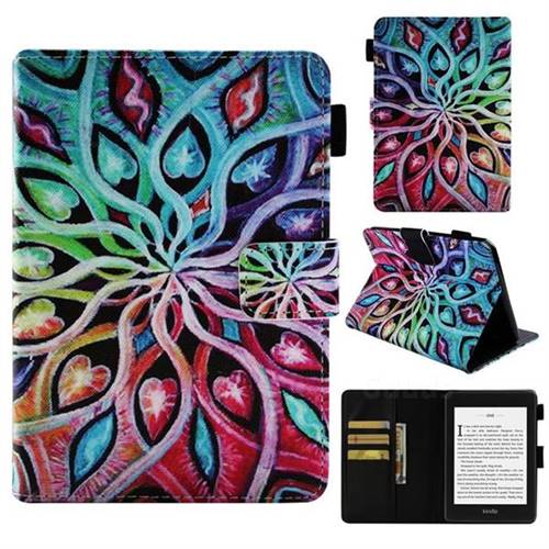 Spreading Flowers Folio Stand Leather Wallet Case for Amazon Kindle Paperwhite (2018)
