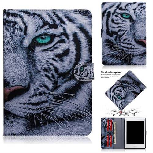 White Tiger Painting Tablet Leather Wallet Flip Cover for Amazon Kindle Paperwhite (2018)
