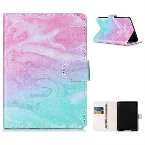 Pink Green Marble Folio Flip Stand PU Leather Wallet Case for Amazon Kindle Paperwhite (2018)