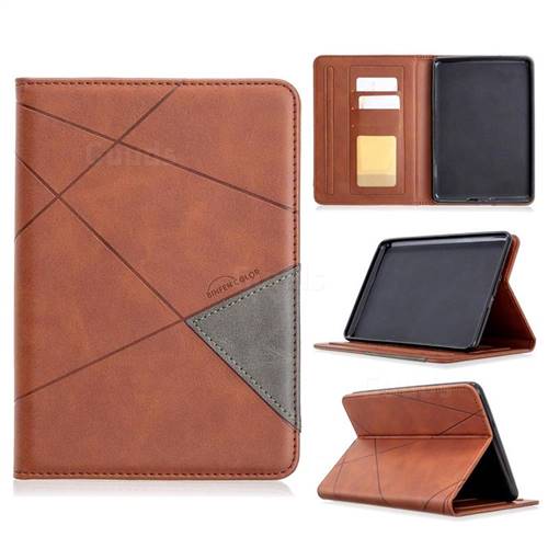 Binfen Color Prismatic Slim Magnetic Sucking Stitching Wallet Flip Cover for Amazon Kindle Paperwhite (2018) - Brown