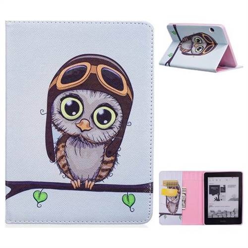 Owl Pilots Folio Stand Leather Wallet Case for Amazon Kindle Voyage
