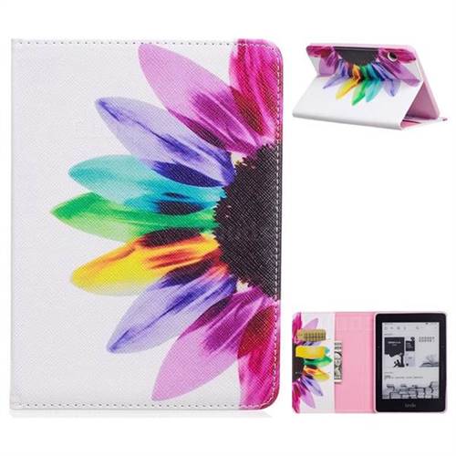Seven-color Flowers Folio Stand Leather Wallet Case for Amazon Kindle Voyage