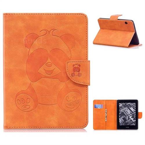 Lovely Panda Embossing 3D Leather Flip Cover for Amazon Kindle Voyage - Orange