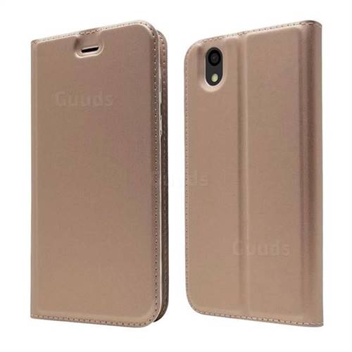 Ultra Slim Card Magnetic Automatic Suction Leather Wallet Case for Android One S3 - Rose Gold