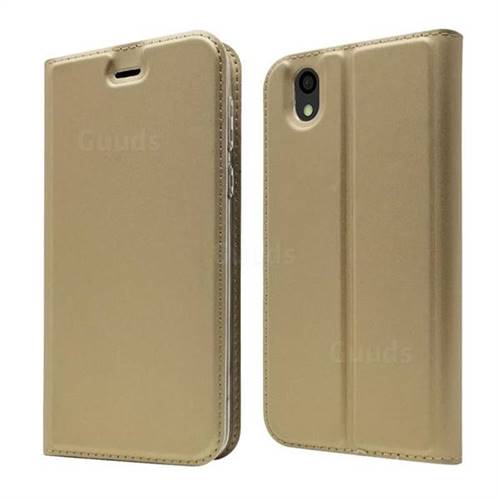 Ultra Slim Card Magnetic Automatic Suction Leather Wallet Case for Android One S3 - Champagne