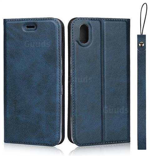 Calf Pattern Magnetic Automatic Suction Leather Wallet Case for Android One S4 - Blue