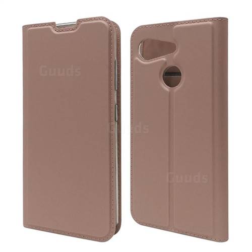 Ultra Slim Card Magnetic Automatic Suction Leather Wallet Case for Kyocera Android One S6 - Rose Gold