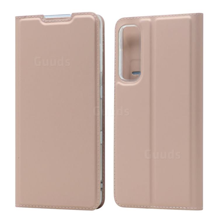 Ultra Slim Card Magnetic Automatic Suction Leather Wallet Case for Kyocera Android One S8 - Rose Gold