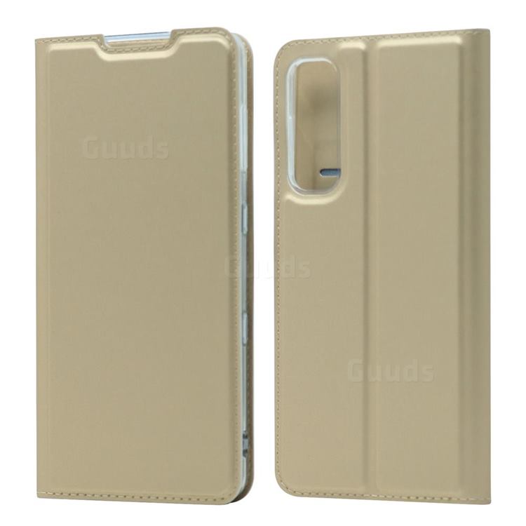 Ultra Slim Card Magnetic Automatic Suction Leather Wallet Case for Kyocera Android One S8 - Champagne