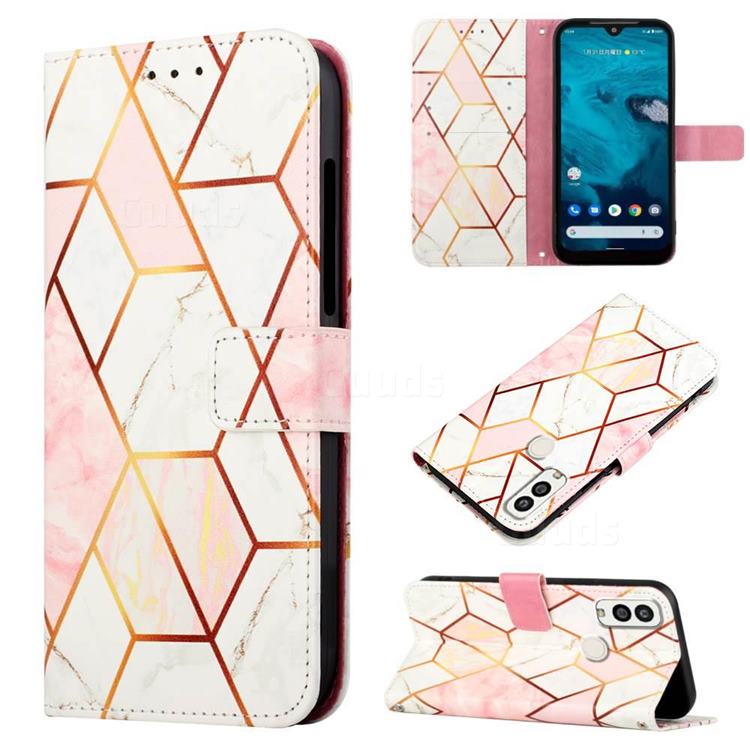 Pink White Marble Leather Wallet Protective Case for Kyocera Android One S9