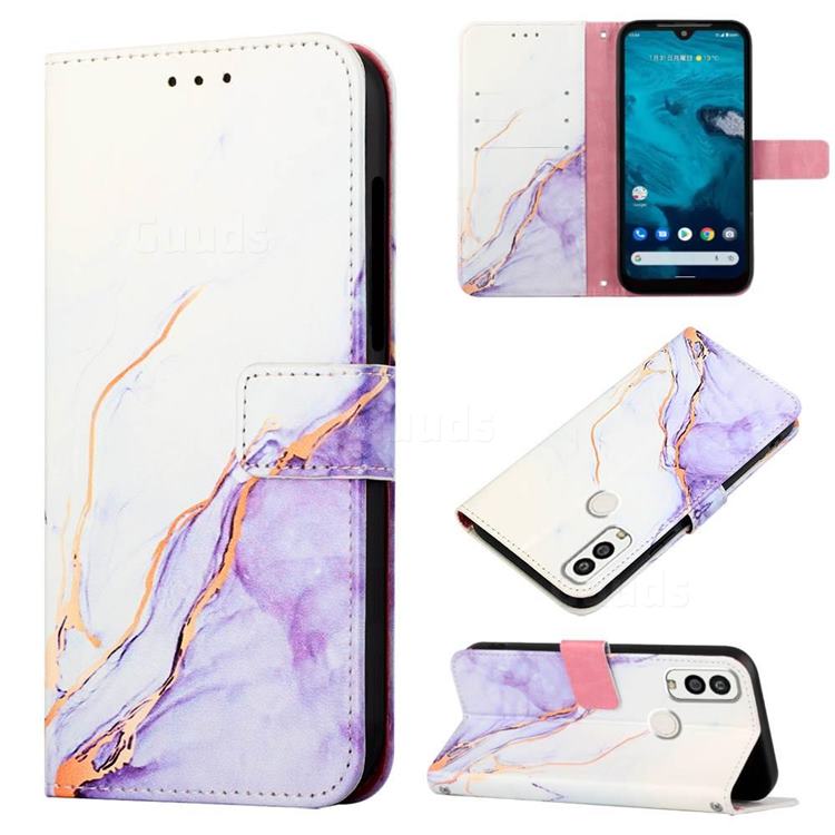 Purple White Marble Leather Wallet Protective Case for Kyocera Android One S9