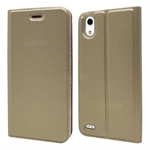 Ultra Slim Card Magnetic Automatic Suction Leather Wallet Case for Android One X3 - Champagne
