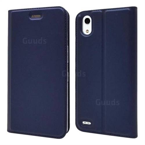 Ultra Slim Card Magnetic Automatic Suction Leather Wallet Case for Android One X3 - Royal Blue