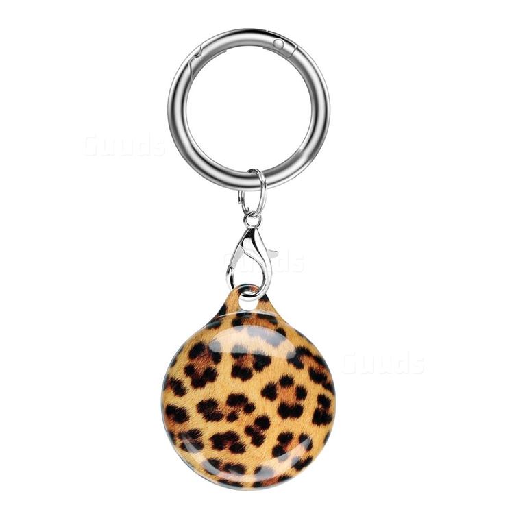 Soft TPU IMD Key Ring Secure Holder Case for Apple AirTag - Yellow Leopard