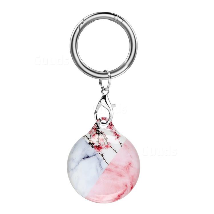 Soft TPU IMD Key Ring Secure Holder Case for Apple AirTag - Plum Blossom Marble