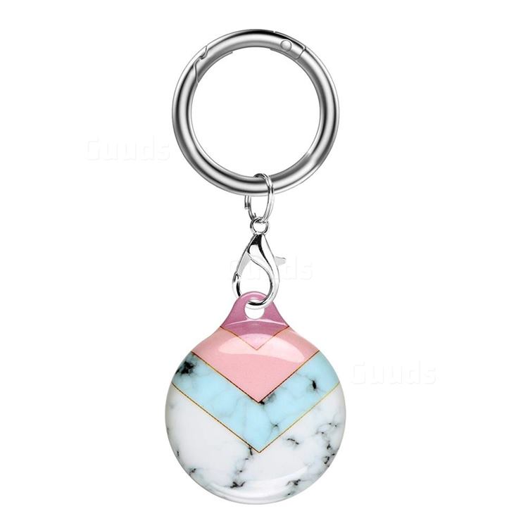 Soft TPU IMD Key Ring Secure Holder Case for Apple AirTag - Pink White Marble