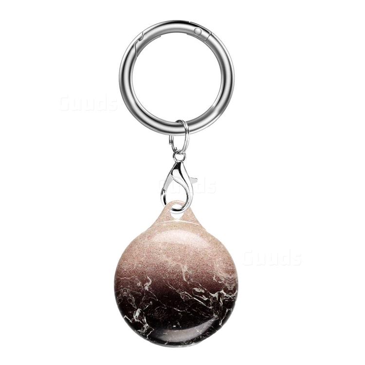 Soft TPU IMD Key Ring Secure Holder Case for Apple AirTag - Rose Gold Black Marble