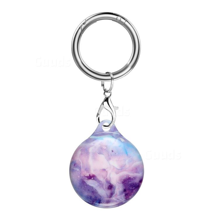 Soft TPU IMD Key Ring Secure Holder Case for Apple AirTag - Purple Marble