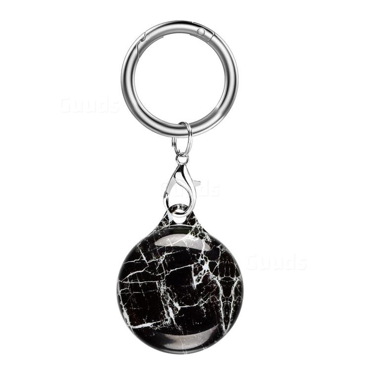 Soft TPU IMD Key Ring Secure Holder Case for Apple AirTag - Classic Black Marble
