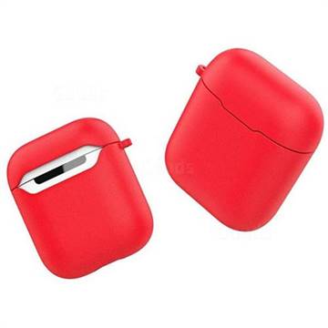 Macaron Matte Shockproof Anti-fall Silicone Protective Case for Apple AirPods - Red